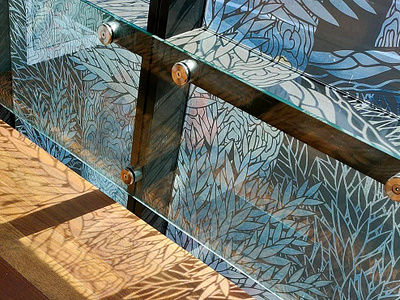 Kauri forest window facade design architecture graphic art illustration laser cut malcolm white artist