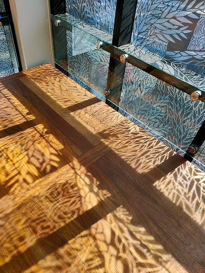 Kauri forest window facade design architecture graphic art illustration laser cut malcolm white artist