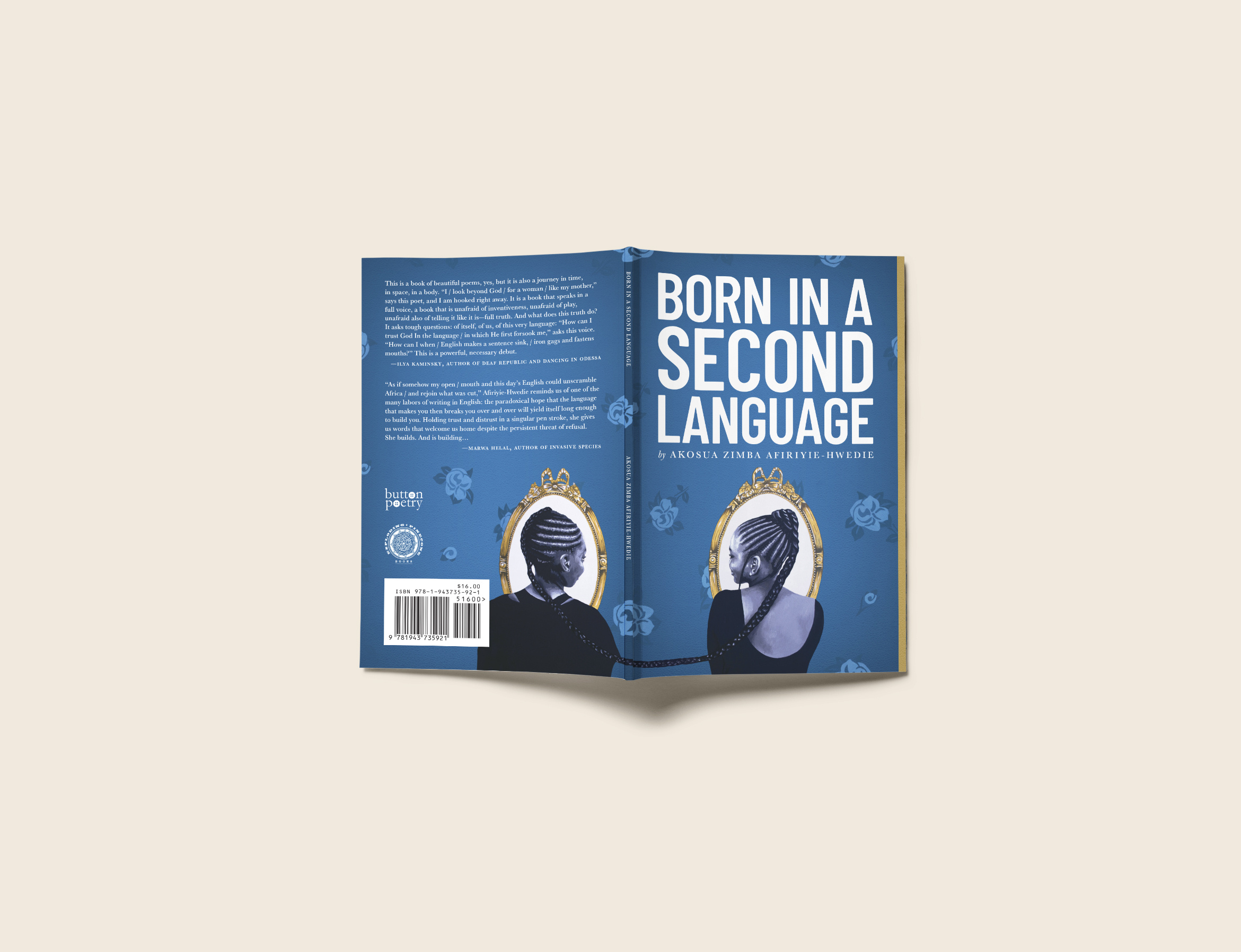 "Born In A Second Language" by Akosua Zimba Afiriyie-Hwedie art direction book cover design editorial graphic design publishing