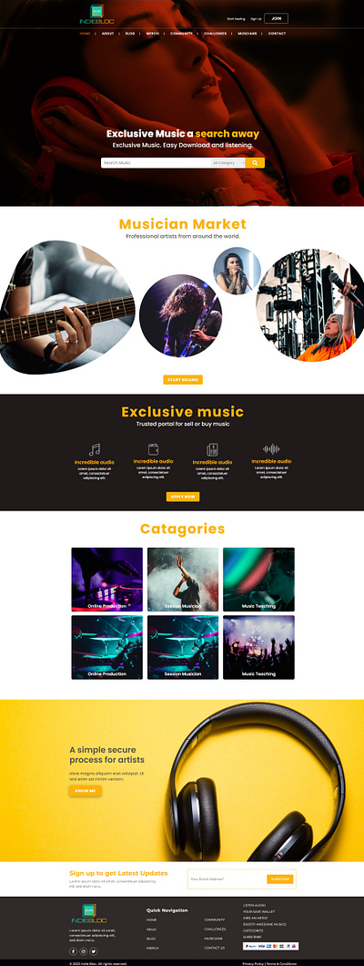 Music Brand Store And Website Design And Development css design development figma front end html illustration js php ui