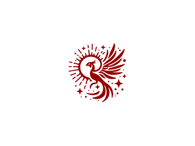Phoenix Bird and Sun Vintage Logo Icon luxury