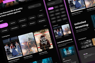 Movio - Movie Streaming Landing Page V2 apps cinema design film illustration interface landingpage layout media screen site streaming ui ux website