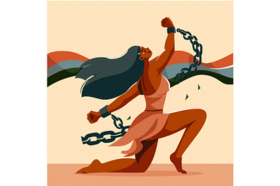 Illustration for Juneteenth Celebration africa america celebration chain commemoration community day equality federal fight freedom holiday honor independence juneteenth justice liberal national power woman