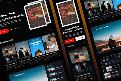 Vidmov - Movie Streaming Landing Page V2 cinema design homepage illustration landingpage layout meida play site streaming ui ux website