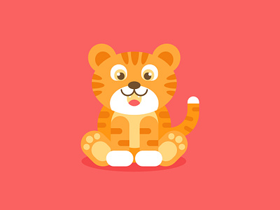 Tiger character digital art flat design geometric graphic design illustration 2d kidlit minimal print vector art