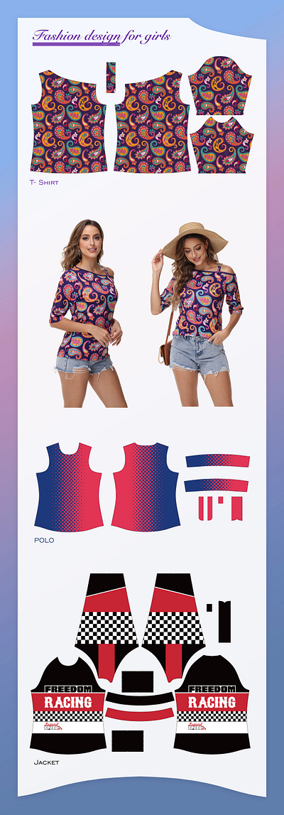 Fashion design for girls branding cloth fashion graphic design illu illustration jacket polo t shirt