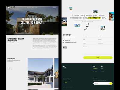 Walt Construction - Landing Page Website apartments architecture branding building company contruction design interior landing page minimalist residential simple ui uiux ux website white