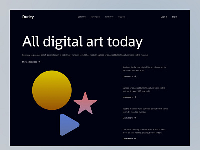 Durley Art Web | Home Page app art business dark design digital durley header home page inspiration landing page layout supitar supiyandi ui ui website user interface ux web design website