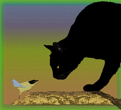 fight or flight... cat doodle fight fight or flight flight illustration kitty magpie noise shunte88 tomcat vector