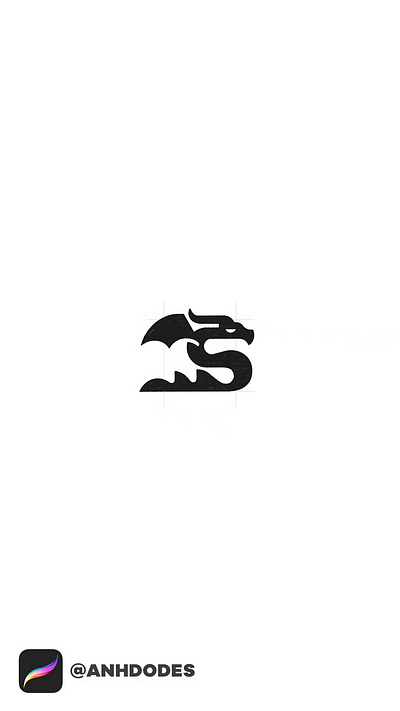 Minimal modern dragon creature logo negative space logo