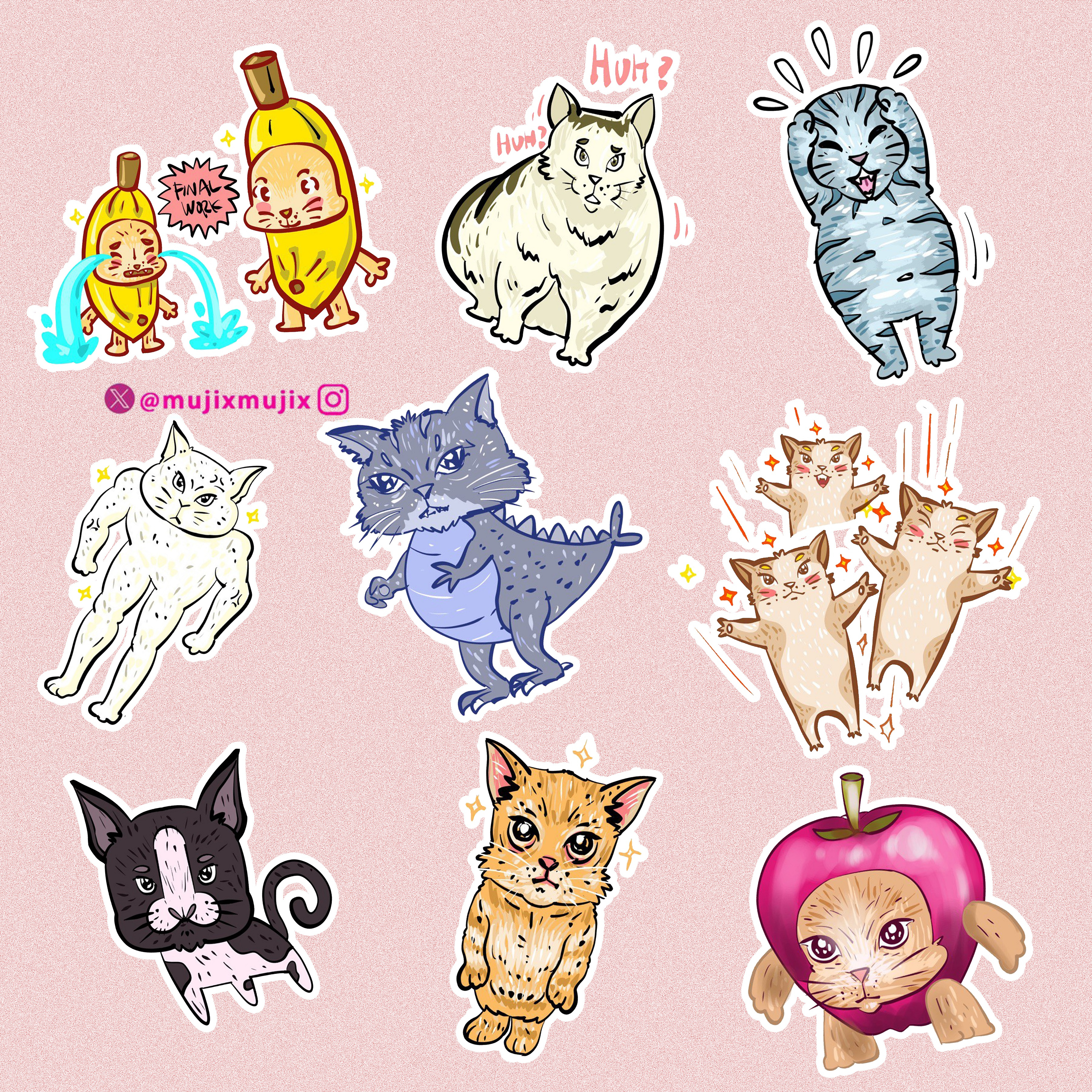 Cats meme illustrations by Mujix artwork cat cats cute graphic design illustration meme mujix sticker