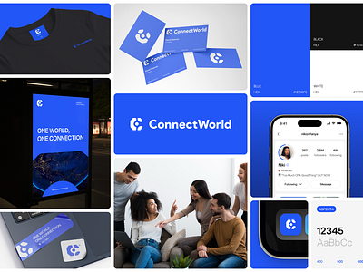 ConnectWorld - Social Media Branding App brand branding chat clean logotype network post social media social media application social media branding story visual brand identity visual identity