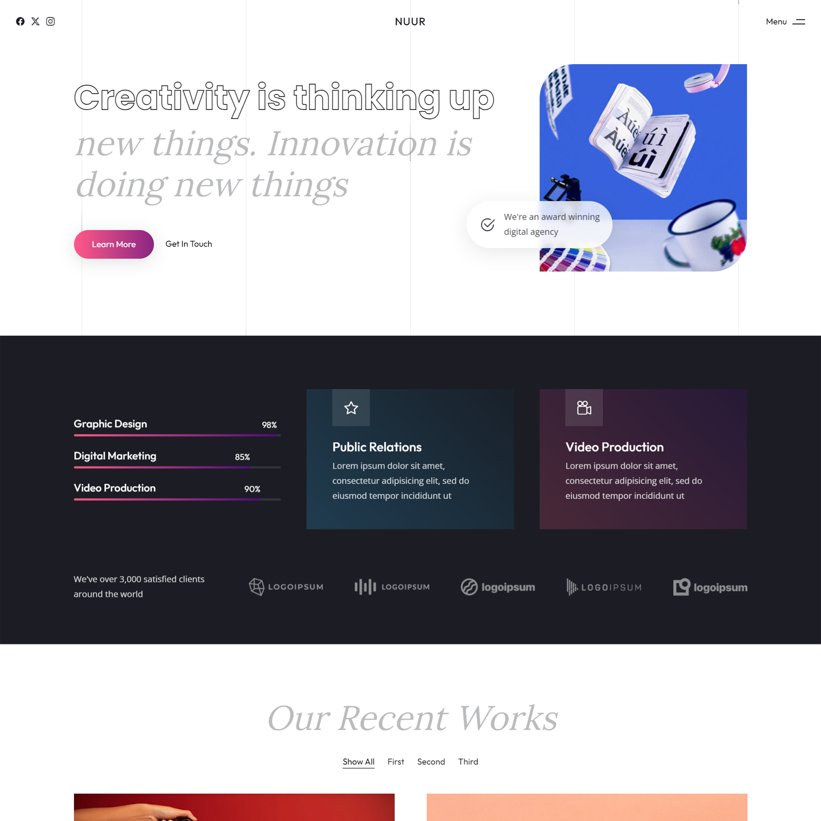 Creative Agency website template bootstrap clean creative agency html5 media agency modern modern agency simple unique web design web template