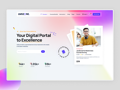 E-Learning Landing Page design | Figma | UI\UX clean desing course design e learning interface landing page layout learning lms mesh modern online courses student study ui ui design ux ux design web website