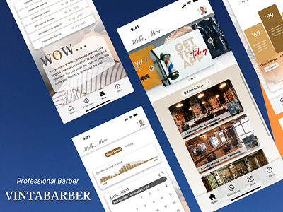 Vintabarber - Barber App app design graphic design typography ui ux