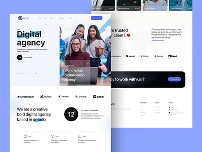 Digital Agency Landing Page Design - DigiWorld brading business digital world digitalagency digitalexperience figma graphic design landing page light mode one page website prototype techworld ui uidesign uiux uiuxdesign user experience user interface visual design website design