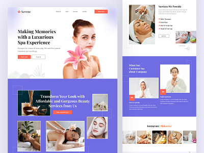 Spa Website UI Design 2024 trends cosmetic website modern purple website skincare website spa website