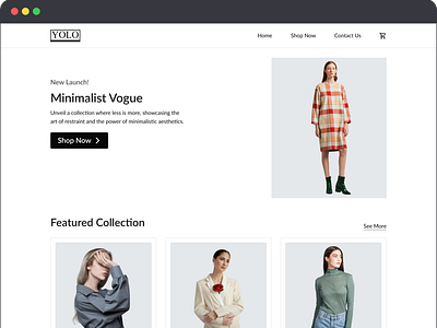 YOLO - Landing Page for New Collection Launch aesthetic branding design fashion fashion industry figma landing page minimalism minimalist design new collection new launch ui uiux ux vogue website