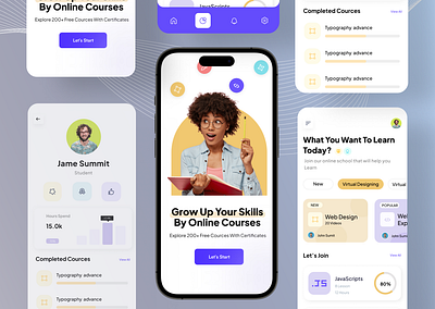 Online learning application | Online cources application branding business crm design learning app logo management app online cource app online learning saas uiux