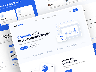 ProConnect Landing Page figma landing page prototyping ui ux website wireframe