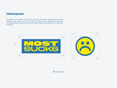 MOSTSUCKS Brand Guidelines - Clearspace american blue box brand branding design graphic design guide guidelines ikea illustration logo typography vector yellow