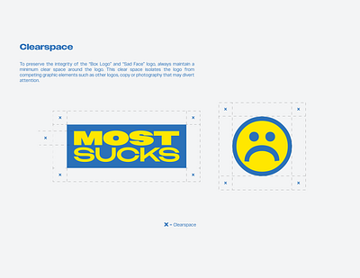MOSTSUCKS Brand Guidelines - Clearspace american blue box brand branding design graphic design guide guidelines ikea illustration logo typography vector yellow