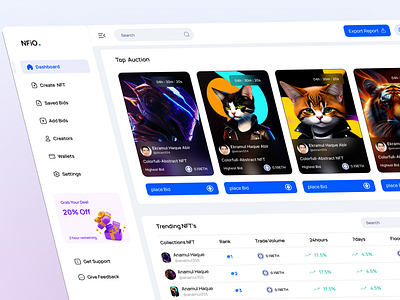 NFT Dashboard Web App dashboard design light mode nft dashboard light nft modern nft new design nft nft dashboard nft landing page nft page nft site nft ui nft webapps nftdashboard nfts sell nfts ui uiux webapp website design