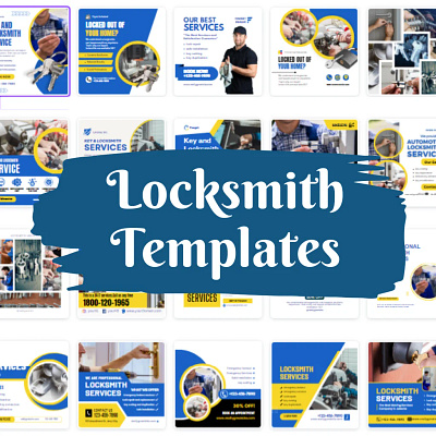 Social Media Posts for Locksmith (Canva Templates) business social media templates social media post templates social media templates