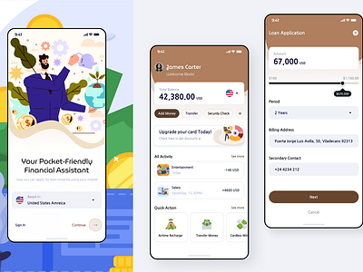 Modern Loan Application financial mobile ui financial ui loan loan app loan application loan mobile loan mobile ui loan ui mobile app mobile ui trendy app ui loan ux ui