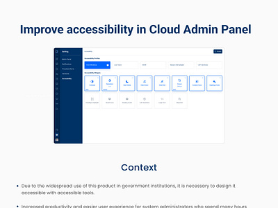 Improve Accessibility in Cloud Admin Panel dashboard desktop panel ui ux
