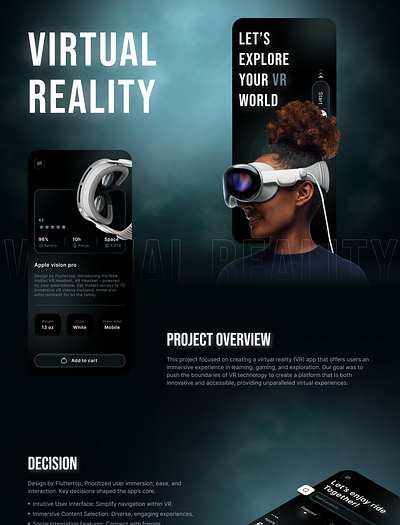 Virtual Reality App Design Case Study app dseign apple store apple vision pro ar ar app augmented reality augmentedreality casestudy design fluttertop hololens ios mixed reality mobile ui mr oculus ui uiux virtual reality vr app