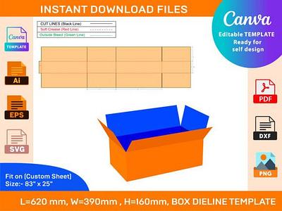 Benefits of a Custom RSC Box Dieline box box die cut branding design dieline illustration packaging packaging design size vector