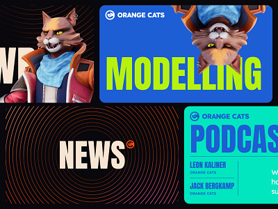 Orange Cats: co-development company branding #9 animation branding cat coding development gamedev gaming logo negative space social media templates