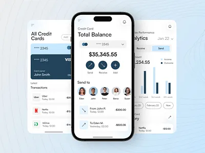 Finance Management App android app design attractive design balance budget charts finance fintech income investment ios minimal online banking saas saving user experience user interface wallet