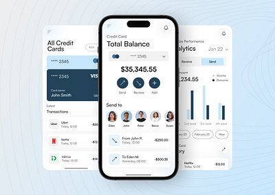 Finance Management App android app design attractive design balance budget charts finance fintech income investment ios minimal online banking saas saving user experience user interface wallet