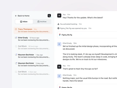 Conversation Tool app chat clean conversation design email interface mesasges message minimal navigation panel product saas sidebar toggle ui ui design ux ux design