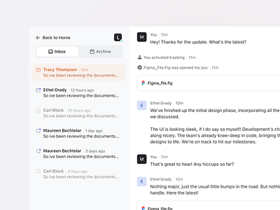 Conversation Tool app chat clean conversation design email interface mesasges message minimal navigation panel product saas sidebar toggle ui ui design ux ux design