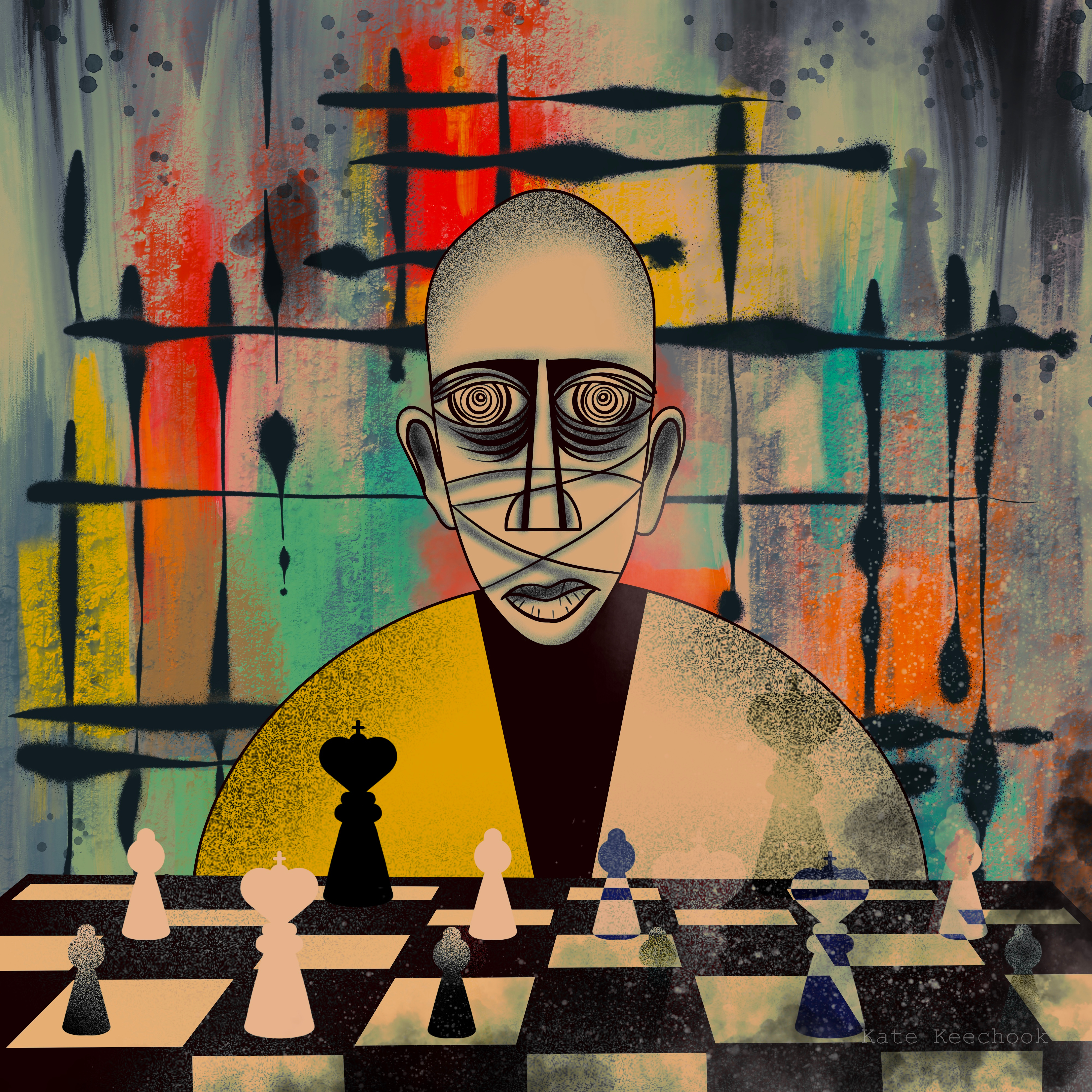 Zugzwang 2d 2d illustration abstractionism apple pencil blog illustration character art chess conceptual art depression flat illustration graphic design illustration mental health procreate