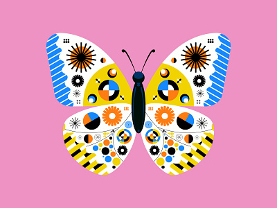 Butterfly bauhaus butterfly colors design designerachit digital art editorial flat geometric geometric butterfly geometry graphic design illustration insect moth pattern vector illustration