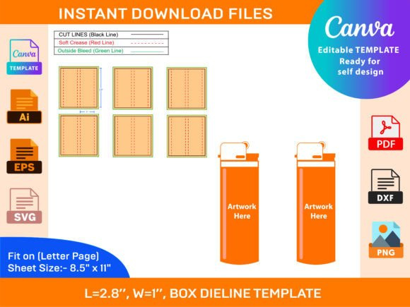 Lighter Dieline Template Vector