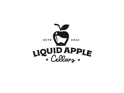 Liquid Apple Cellars alex seciu apple apple logo branding cider logo drink logo liquid liquid logo logo design logo designer