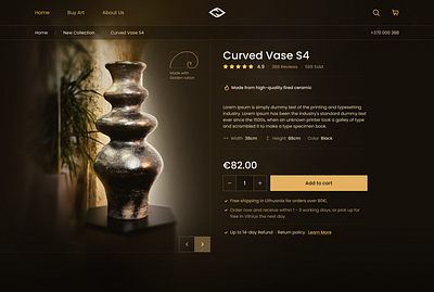 E-Commerce Product Page 2024 aesthetics ancient art branding e comerce ecomerce elegant modern product sales shop svetlakov ui uiux ux vase