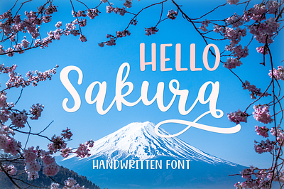 Hello Sakura 3d animation branding design graphic design hand drawn hand drawn font handwritten font illustration lettering logo logo font logotype font poster script font signature font social media ui web font wedding