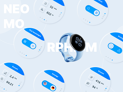 Smart Watch Neomorphism UI Design graphic design ui