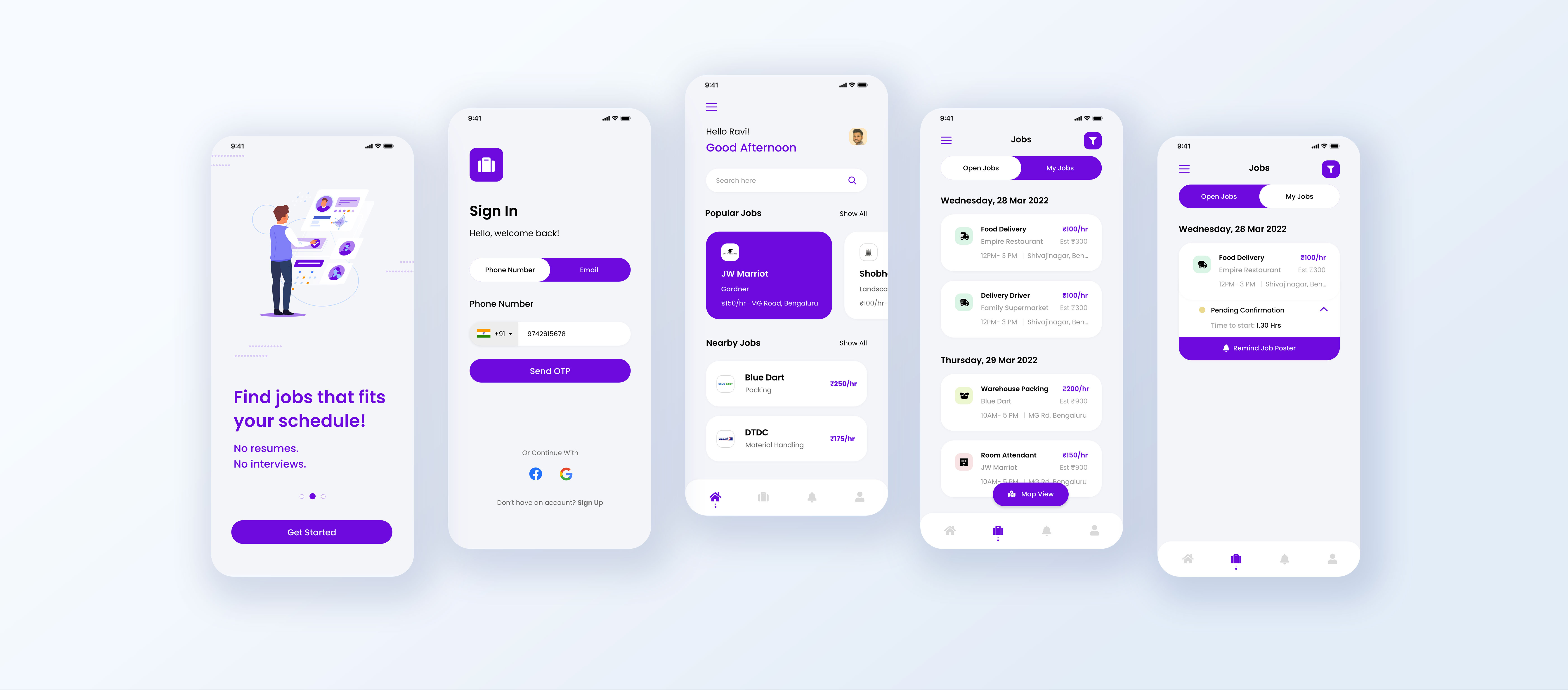 Myjob Mobile Application design gig mobileapp ui ux