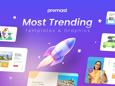 Premast Most Trending 🚀 graphic design icons illustration spring summer templates travel