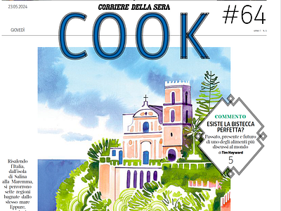 Ben Pearce for COOK architecture ben pearce church coastal town editorial illustration illustration illustrationart illustrationartist illustrationzone illustrator ink painting italy landscape