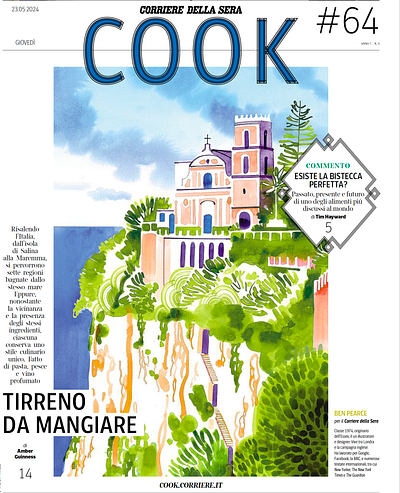 Ben Pearce for COOK architecture ben pearce church coastal town editorial illustration illustration illustrationart illustrationartist illustrationzone illustrator ink painting italy landscape