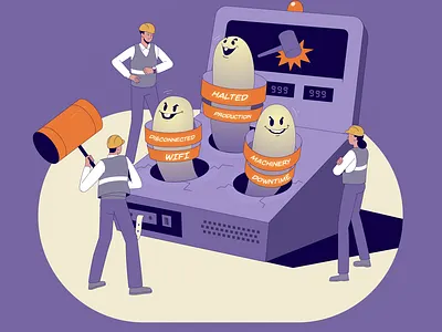 Manufacturing business challenges branding illustration