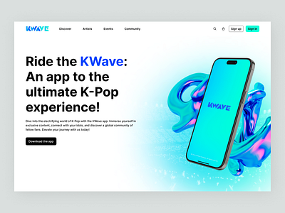 KWave Landing Page engagement fan graphic kpop landing page lapa ui uiux